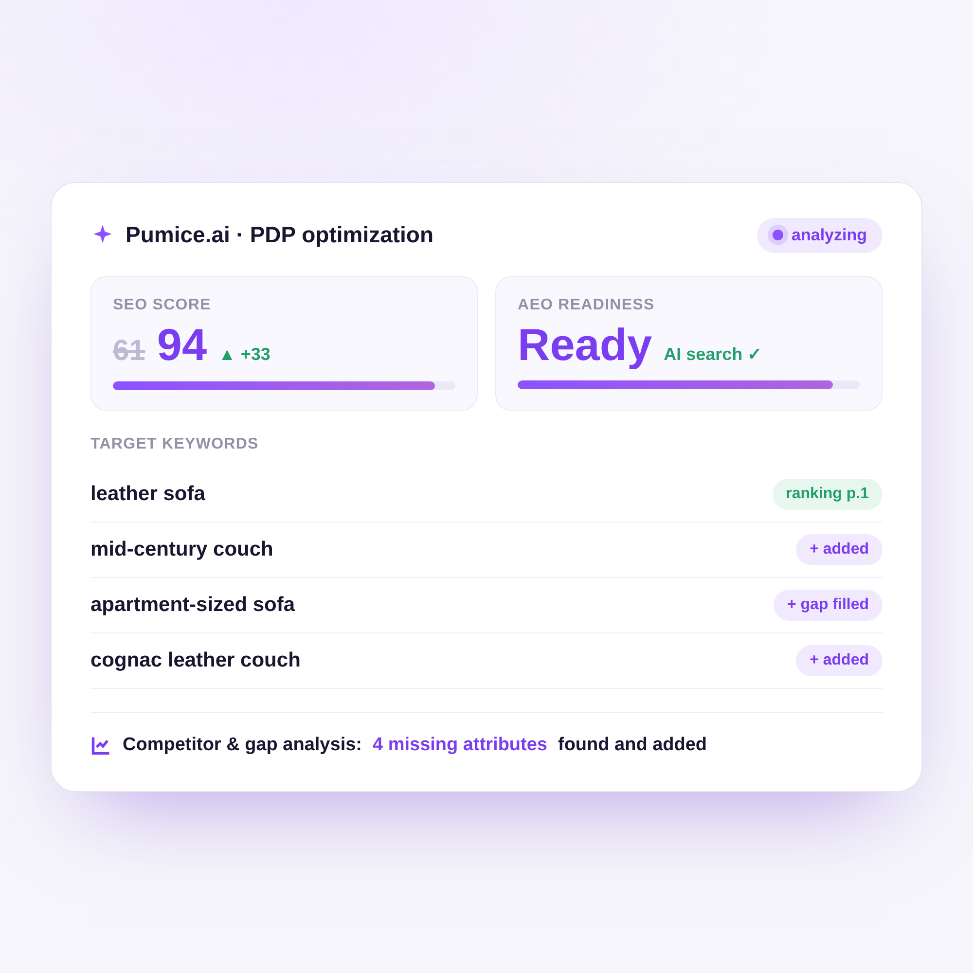 Pumice PDP optimization for SEO and AEO